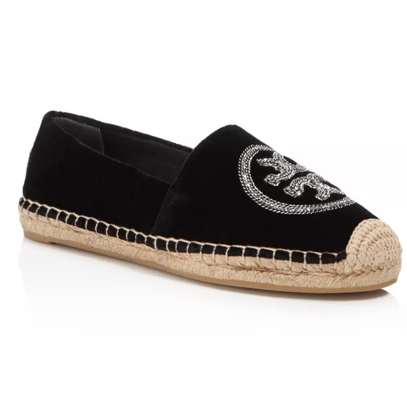 Tory Burch Velvet Logo Chain Espadrille - Picture 1 of 12